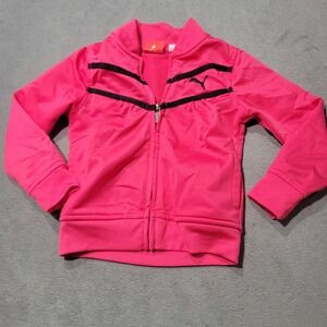 Puma Track Jacket Girls 3T Pink Sport Lifestyle Full Zip Mock Neck Activewear